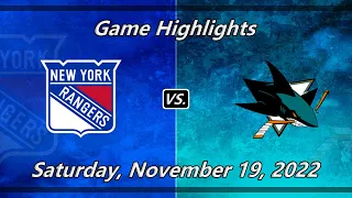 NHL Highlights | New York Rangers vs San Jose Sharks | 11-19-22