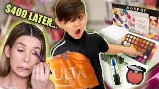 LITTLE BROTHER BUYS MY FULL FACE OF MAKEUP!