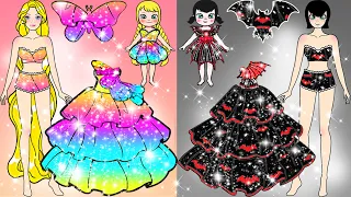 Butterfly And Vampire Mother And Daughter Dresses - Paper Barbie Dress Up | Woa Doll American Kids