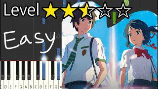 Sparkle - Your Name(Kimi no Na wa) OST│Easy Piano Tutorial