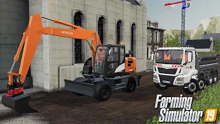 🚧 WORKING WITH HITACHI 145W V2 🚧||CONSTRUCTION TIMELAPSE ON CHAMPS DE FRANCE V2|| FS19 MINING MODS