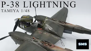 1/48 Tamiya P-38 Lightning. Full build scale model aircraft kit #61120