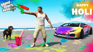 GTA 5 : Franklin & Chop Celebrate Holi in GTA 5 ! (GTA 5 mods)