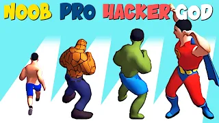 NOOB vs PRO vs HACKER vs GOD in Superhero Run: Epic Transform Race 3D | GokuNoob