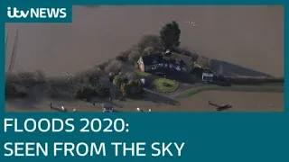 The Severn from the sky: Helicopter footage captures the flooding across the Midlands | ITV News