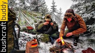 Winter Snow Storm 3 Day Overnighter | 110 km/h Wind | -7°C | Bundeswehr Army Canvas Shelter | Part 2