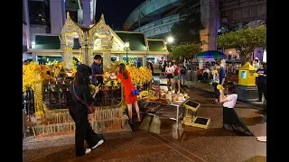 [4K] Night walking from BTS station to Erawan Shrine, Bangkok