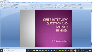3#OBIEE  Interview Question and Answer part1 by #BIKnowledge