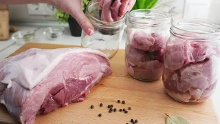 Meat in jars, the easiest way to preserve meat for a quick dinner # 241