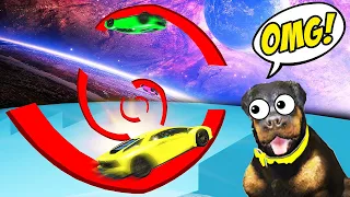 I Almost LAUNCHED INTO SPACE IN THIS 99.9% IMPOSSIBLE LAMBO PARKOUR RACE in GTA 5 with CHOP & BOB