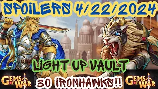 SPOILERS 4/22/2024 plus 30 FREE IRONHAWKS WTF!!!!! | Gems of War Live April 20th 2024