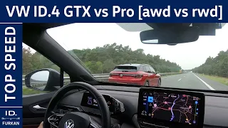 VW ID.4 GTX | Top Speed Acceleration 0-180 kph | AWD vs RWD comparison