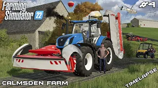 Mowing GRASS with New Holland T7.315 HD 🍀🚜🚨 | Calmsden Farm | Farming Simulator 22 | Episode 4