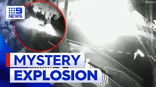 CCTV footage captures mystery explosion on Brisbane street | 9 News Australia