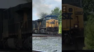 Train Smokes The Diamond!  Rocking Locomotive, CSX Greenwich Ohio Railroad Diamond, Fast Trains