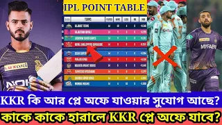 KKR কি আর প্লে অফে যাওয়ার সুযোগ আছে?||কাকে কাকে হারালে KKR প্লে অফে যাবে?|KKR vs RR highlights 2023