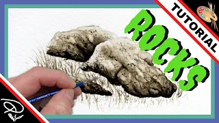 Paint ROCKS That Look Realistic #1 (Real-Time WATERCOLOR Tutorial)