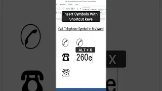 Call Or telephone symbol in ms word | shortcut keys in ms word | #shortsvideo