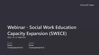 Webinar: Social Work Education Capacity Expansion