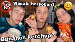 RÉSZEGEN KIPRÓBÁLTUNK KÜLÖNLEGES ÁZSIAI ÉTELEKET😨 feat Noni és Marci