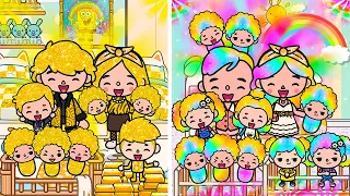 Rainbow Hair Family and Golden Hair Family | Sad Story | Toca Life Story | Toca Boca