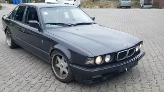 BMW E32 740i M60B40 V8 muffler delete 0-100 Test Drive - Mafia Car