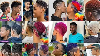 BEAUTIFUL NATURAL SHORTCUT HAIRSTYLES FOR BLACK WOMEN#haircut #barber