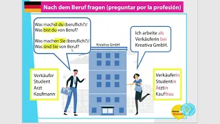 Preguntar por la profesión e indicar la profesión en alemán
