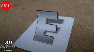 Easy Trick Art Drawing  | How To Draw 3D Letter E | Anamorphic illusion with Pencil