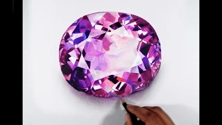 Drawing an Amethyst Crystal -- Derwent artists colored pencils