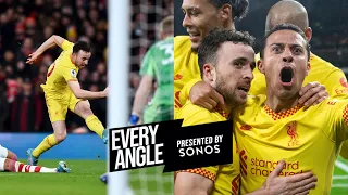 Every angle as Thiago & Diogo Jota combine for the first goal at Arsenal