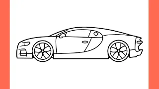 How to draw a BUGATTI CHIRON easy / drawing sports car step by step