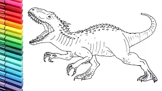 Drawing and Coloring Indominus Rex From Jurassic World - Dinosaurs Color Pages for Children