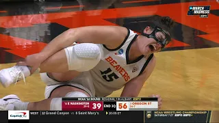 🤕 Raegan Beers EXITS With Ankle Injury | NCAA Tournament, #3 Oregon State Beavers vs #14 EWU