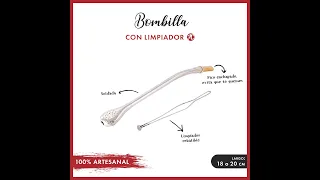 Bombilla Mate Alpaca artesanal con limpiador