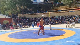Defeating champion kezhaseluo-o 1st bout during 15th Hornbill Naga wrestling championship 2022