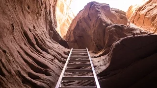 Slots & Ladders - Climbing Ladders on the Painted Canyon Trail