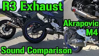 Yamaha R3 Exhaust Comparison Akrapovic vs. M4