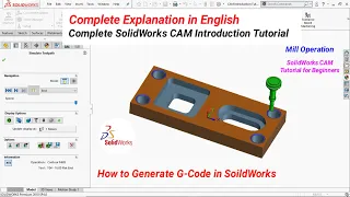 Complete SolidWorks CAM Introduction Tutorial 1 Mill Operation | SolidWorks CAM for Beginners | CAM