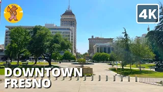 4K Downtown Fresno Walking Tour | 🔊 Binaural Sound
