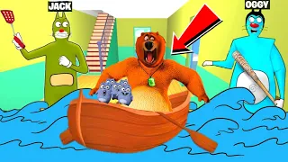 The grizzly & The Lemmings | Escape with Boat  Ni Scary Oggy And Jack Scary Horror House game Part 2