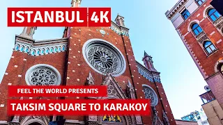 Istanbul,Turkey 68min Walking Tour 4k! Taksim,Istiklal Street And Galata Tower(4k Ultra HD 60fps)