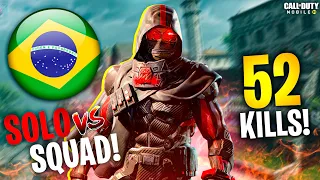 RECORDE BRASILEIRO DE KILLS SOLO VS SQUAD NO ALCATRAZ (52 KILLS) - COD MOBILE | BATTLE ROYALE