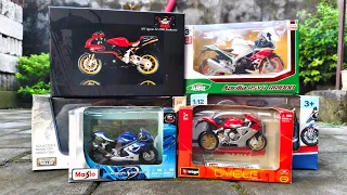 Unboxing of Model Motorcycles Suzuki GSX-R, Aprilia RSV4, MV Agusta F4, BMW S1000RR, Volkswagen