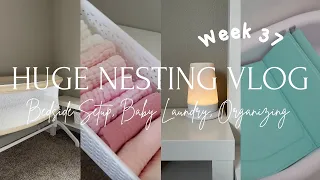 HUGE NEST WITH ME (part 1) - bedside setup, baby laundry, organizing baby stuff, more!