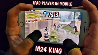 IPHONE 8 PLUS | M24 KING 1 VS 3 | BEST 4-FINGERS CLAW HANDCAM | PUBG MOBILE