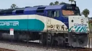 NCTD Coaster Bombardier cab car 2310 and F40PHM-2C 2101 non-revenue training runs on Track 2