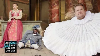 James Corden Directs Ex-England Football Stars At Shakespeare's Globe - #LateLateLondon