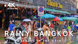 [4K UHD] Walking through the Rainy City Center of Bangkok | Thailand's Rainy Season is Coming
