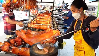 Best Cambodian Street Food - Roast Pork legs, Duck, BBQ Pork & Braised Pork